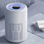 Arenzza compact home air purifier with sleek design, showing air intake and outlet, ideal for allergies, dust, and pet hair.