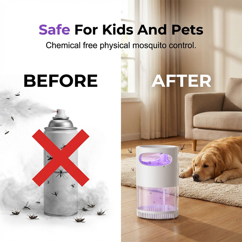 Arenzza UV mosquito killer lamp, USB-powered, quiet, chemical-free houseware for insect control in home and kitchen spaces.