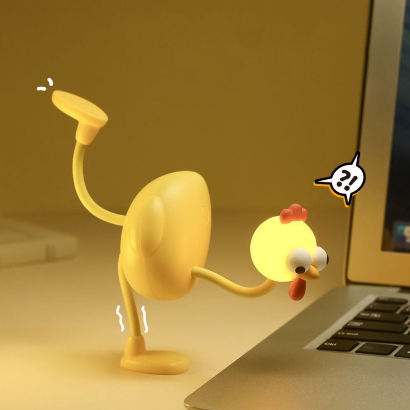 Flexible poseable chicken desktop lamp by Arenzza, featuring a playful design, ideal for houseware and kitchen decor.