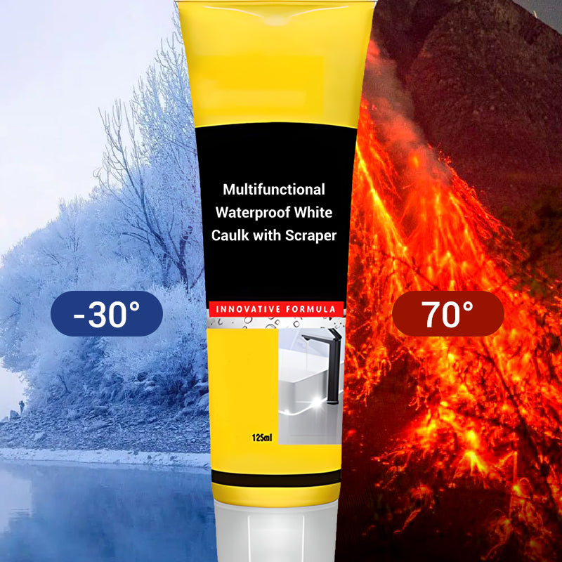 Arenzza waterproof white caulk with scraper, multifunctional houseware and kitchen tool for sealing and repair projects.