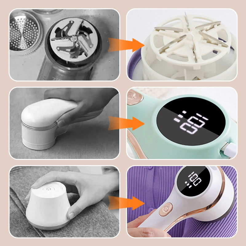 Arenzza digital display fabric lint remover with three speed settings, designed for houseware and kitchen use.