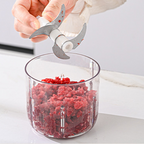 Wireless electric meat grinder in black and silver, designed for home kitchen use by Arenzza, with stainless steel grinding plates.
