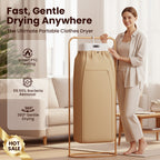Arenzza portable 600W PTC heating clothes dryer in houseware and kitchen, showing compact design and heating vents.