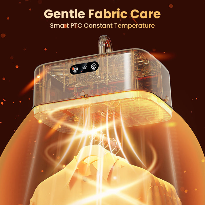 Arenzza portable 600W PTC heating clothes dryer with compact design and control panel for quick, efficient garment drying.