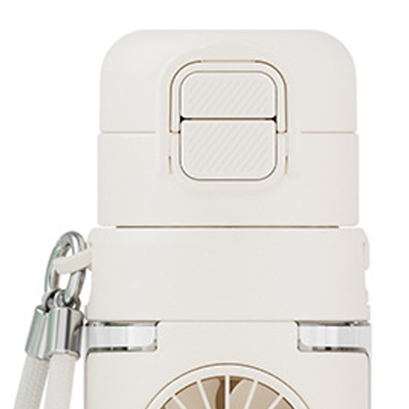 Arenzza portable cooling fan water bottle with built-in fan and water reservoir, ideal for outdoor cooling and hydration.