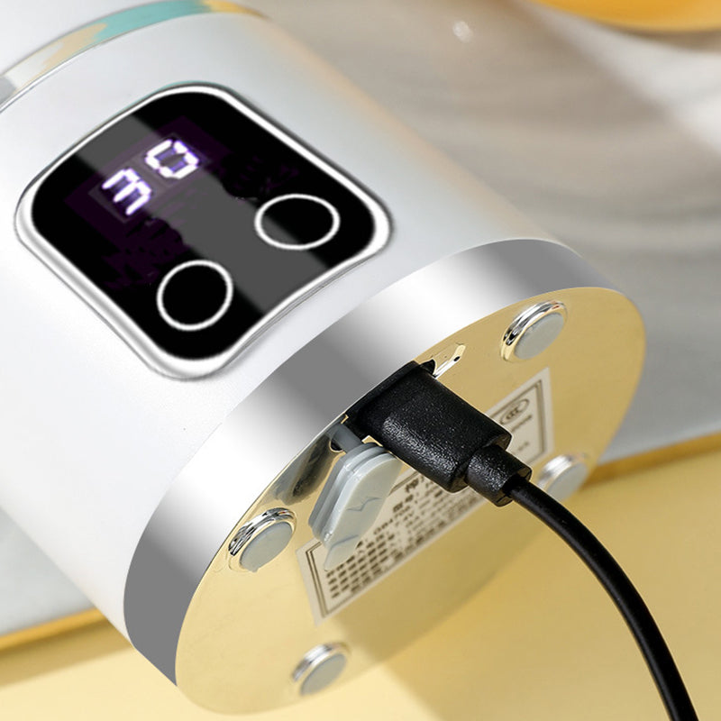 Arenzza portable cordless juicer in white with black accents, compact design for easy use and juice extraction.