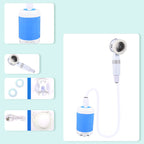 Aarenza portable camping shower with water pump, compact houseware and kitchen water device, featuring a handheld showerhead and water tank.