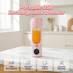 Aarenza portable USB rechargeable blender in black with a transparent blending jar, ideal for on-the-go smoothies and drinks.