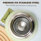 Arenzza stainless steel vacuum-insulated bottle with a lidded cup, designed for houseware and kitchen use, showing sleek metallic finish.