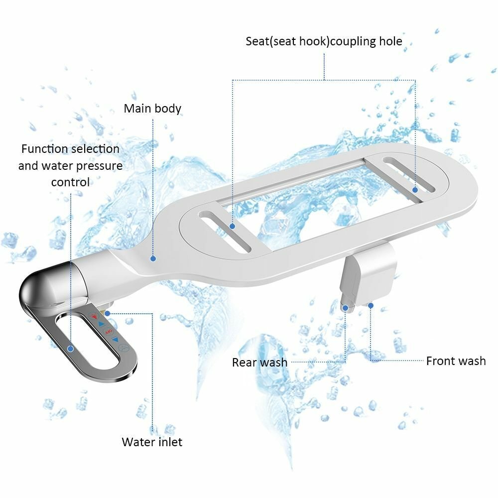 Arenzza dual nozzle bidet washer with self-cleaning feature, installed in a modern bathroom toilet for hygiene and comfort.