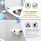 Arenzza dual nozzle bidet washer with self-cleaning feature, installed in a bathroom, showcasing its sleek design and ergonomic controls.