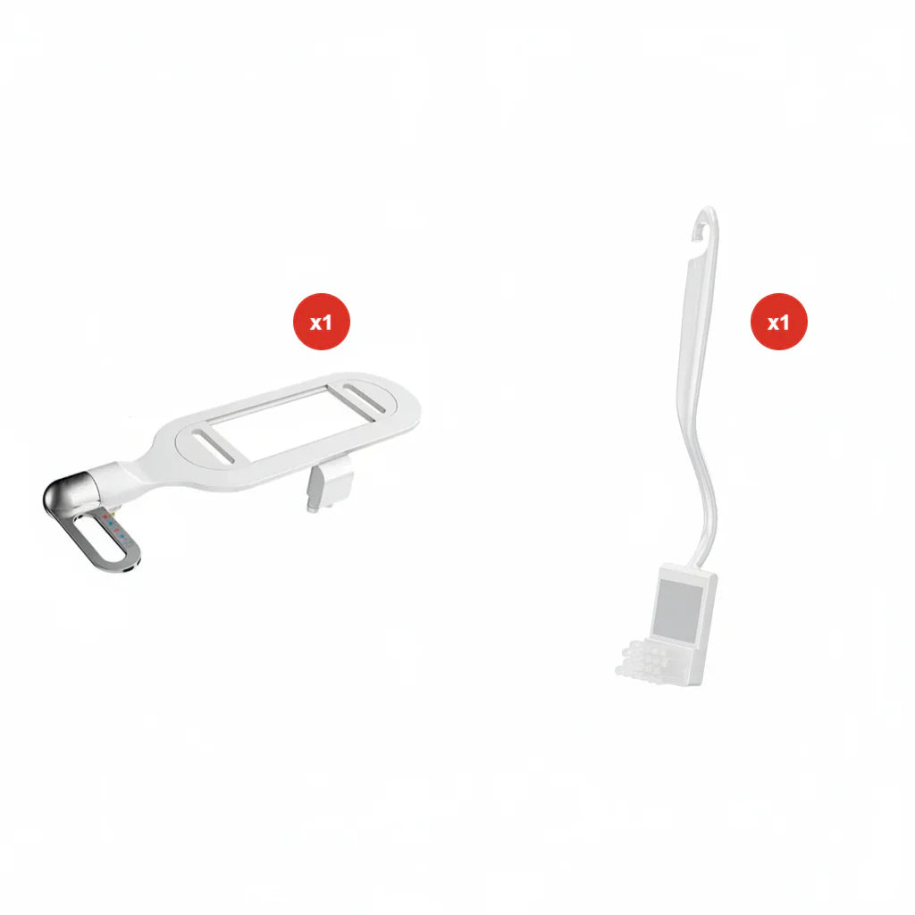 Arenzza dual nozzle bidet washer with self-cleaning feature, mounted on a toilet, showcasing its sleek design and easy installation.