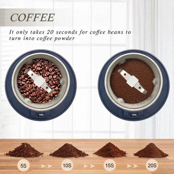 Arenzza portable coffee and spice grinder with stainless steel blades for grinding beans, spices, and herbs in a compact houseware design.