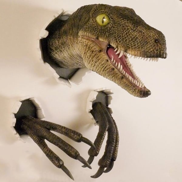 Aarenza 3D dinosaur wall hanging decoration in vibrant colors, perfect for adding playful decor to a house or kitchen wall.