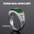 Adjustable Hetian jade ring by Arenzza, suitable for men and women, showcasing a smooth, polished jewelry accessory.