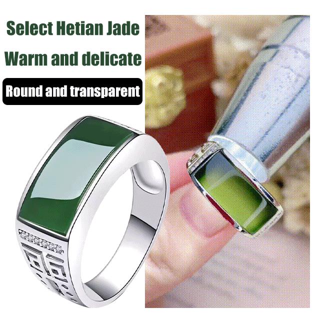 Adjustable Hetian jade ring for men and women from Arenzza, showcasing a smooth, polished jewelry accessory with a versatile design.