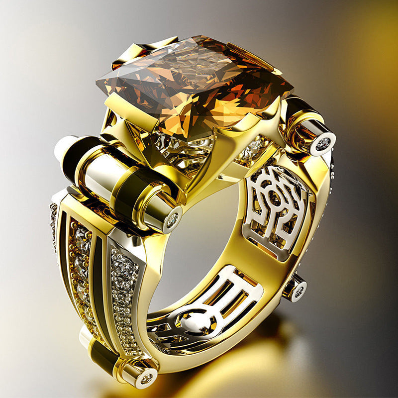 Heavy duty vintage zirconia wide band ring by Arenzza, showcasing a bold, stylish jewelry accessory with sparkling stones.