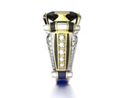 Aarenzza heavy duty vintage zirconia wide band ring with intricate design, showcasing sparkling stone details in a jewelry accessory image.