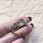 Heavy duty vintage zirconia wide band ring from Arenzza, showcasing a bold jewelry accessory with sparkling stones.