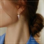 A pair of Arenzza crystal tassel earrings with dangling clear gemstone strands and silver hooks, showcasing elegant jewelry accessories.