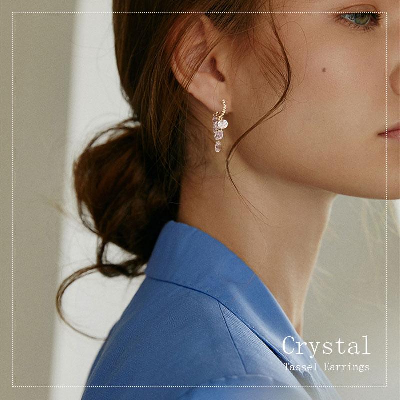 A pair of Arenzza crystal tassel earrings with sparkling crystal beads and elegant dangling design for jewelry accessories.