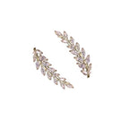 A pair of elegant leaf-shaped stud earrings by Arenzza, featuring intricate jewelry accessories with a refined leaf design.