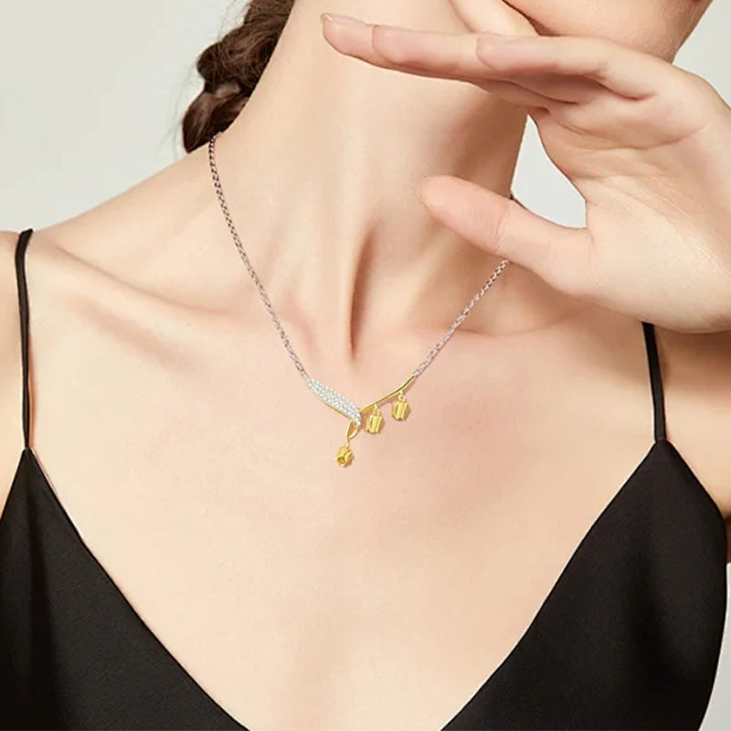 Elegant bell orchid necklace for women by Arenzza, featuring delicate jewelry accessories with floral design.