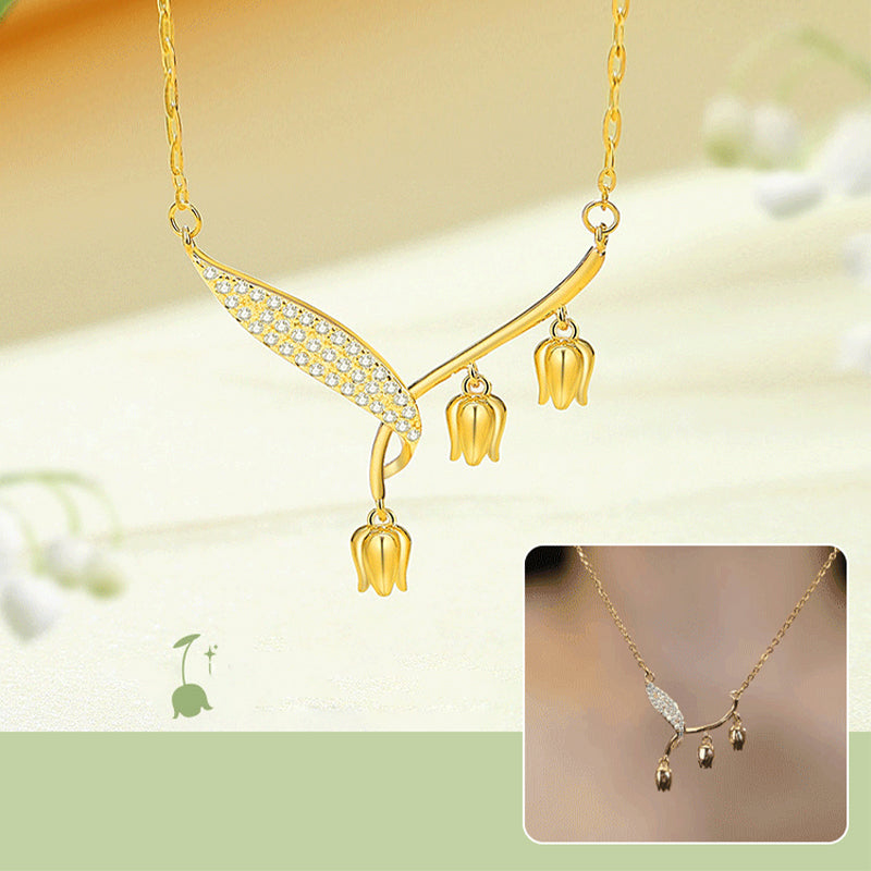 Elegant women's bell orchid necklace by Arenzza featuring intricate floral jewelry accessory with delicate design.