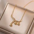 Women's elegant bell orchid necklace from Arenzza, showcasing delicate floral jewelry accessory with intricate design.
