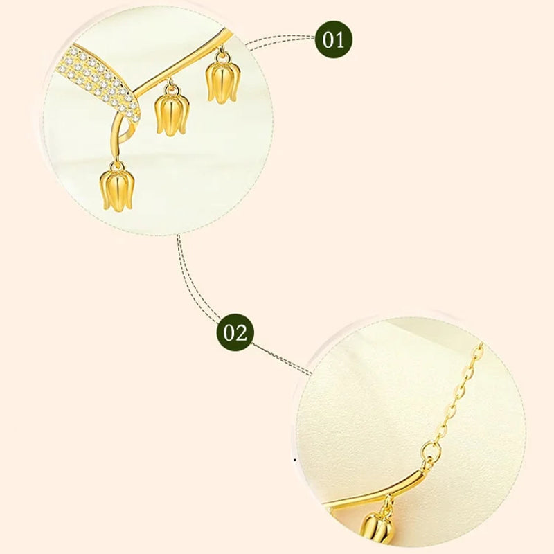 Elegant women's Bell Orchid necklace by Arenzza featuring a delicate floral pendant, perfect for special gift occasions.