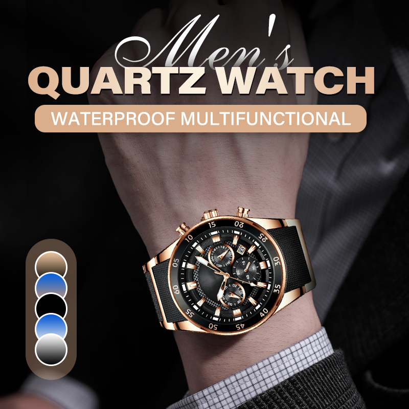 Arenzza men's high-end multifunction quartz watch with a sleek metal band and modern dial, showcasing elegant jewelry accessories.