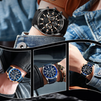 Arenzza men's high-end multifunction quartz watch with sleek design, silver dial, and metal band, perfect for business accessories.