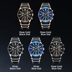Arenzza men's high-end multifunction quartz watch with a sleek silver dial and stainless steel band, showcasing elegant jewelry accessories.
