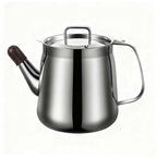 Arenzza stainless steel oil filter pot for kitchen use, durable design with a handle and mesh filter for oil filtration.