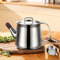 Arenzza stainless steel oil filter pot for kitchen use, durable and designed for filtering cooking oils.