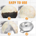 Arenzza kitchen Burnt Residue Remover Paste for cookware cleaning, showing the paste applicator and cleaned cookware surface.