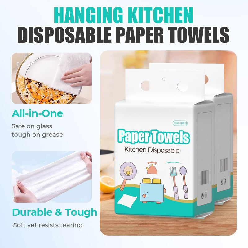 Arenzza hanging cleaning cloths for kitchen use, designed for oil, dishes, and surface cleaning, hanging on a hook.