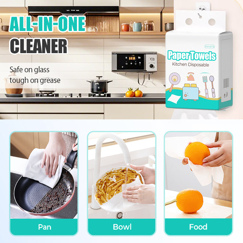 Arenzza hanging cleaning cloths for kitchen surfaces, ideal for oil and dishes, showcasing compact space-saving design and versatile use.
