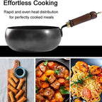Arenzza uncoated thick iron pot with lid, heavy-duty kitchen cookware for versatile stovetop use, shown with lid in place.
