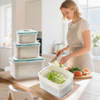 Arenzza 2-in-1 food container with airtight lid, transparent plastic, microwave-safe, perfect for fridge storage and food freshness.