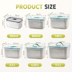 Arenzza 2-in-1 food container with lid, featuring drainage and fresh-keeping design, microwave safe and airtight for kitchen use.