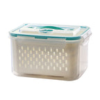 Arenzza 2-in-1 food storage container with airtight lid, shown with fresh salad inside, microwave safe and fridge essential kitchen item.