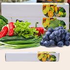 Arenzza Easy-Cut Stretch Clear Food Wrap in kitchen setting, showing the roll of transparent plastic food wrap for easy use.