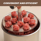 Arenzza stainless steel kitchen meatball mould with multiple round cavities for making uniform meatballs.
