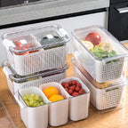 Arenzza kitchen vegetable and fruit storage container with ventilation holes, designed for fresh produce organization.