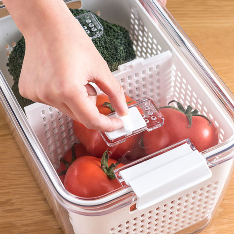 Arenzza kitchen vegetable and fruit storage container for fresh produce, with a clear plastic design for organized food storage.