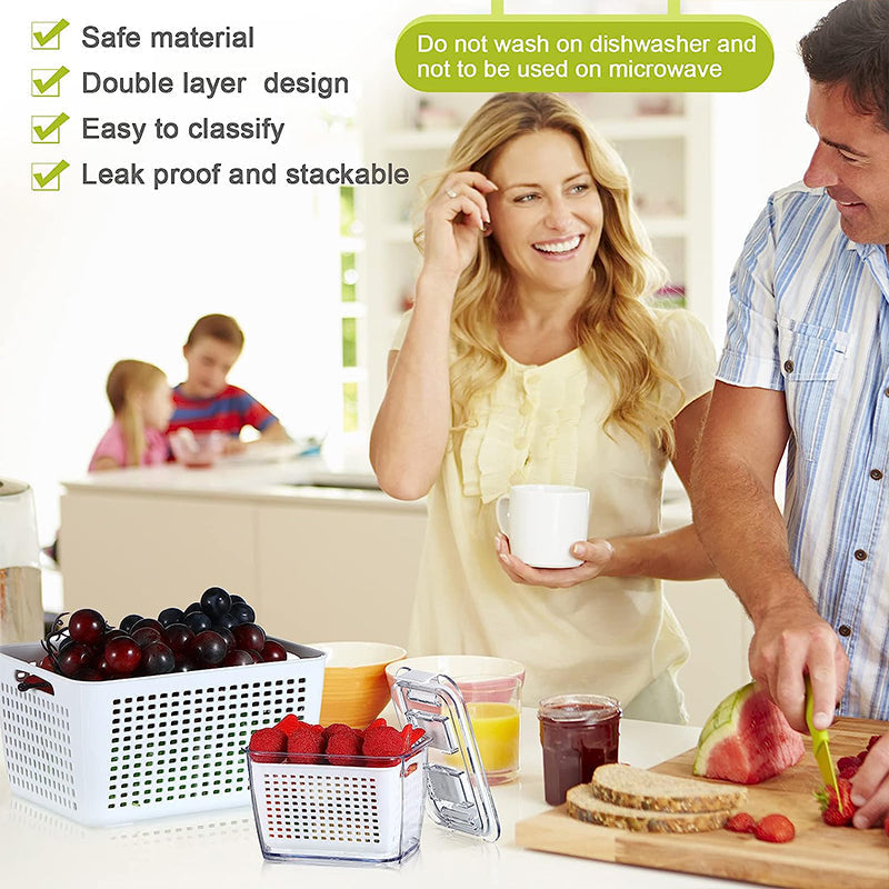 Arenzza kitchen vegetable and fruit storage container for fresh produce, with a clear lid and ventilated design.