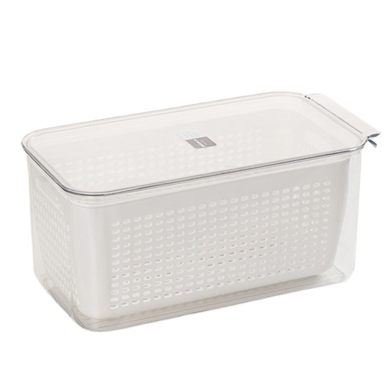 Arenzza kitchen vegetable and fruit storage container for fresh produce, featuring a clear plastic design with lid and ventilation slots.