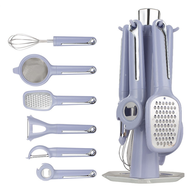 Aarenza 7-piece kitchen gadget set including spatulas, tongs, and tools for cooking and food preparation.