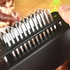 Arenzza kitchen meat tenderizer with 48 stainless steel blades for easy meat preparation and tenderizing.